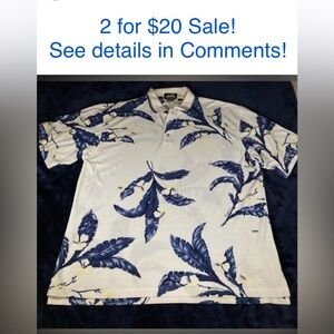 Ashworth Hawaiian Style Polo, Wick-Away, Cream/Blue/Yellow, size XL